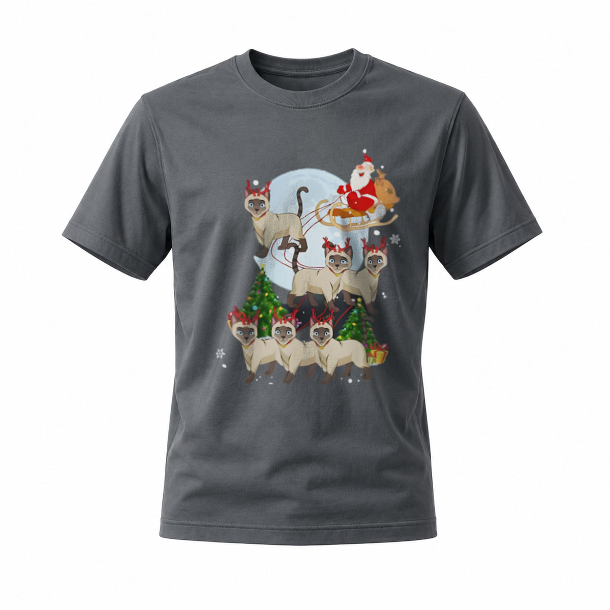 Christmas Cats Santa Sleigh Men's T-Shirt Holiday Gift Fun Wear - Image 6