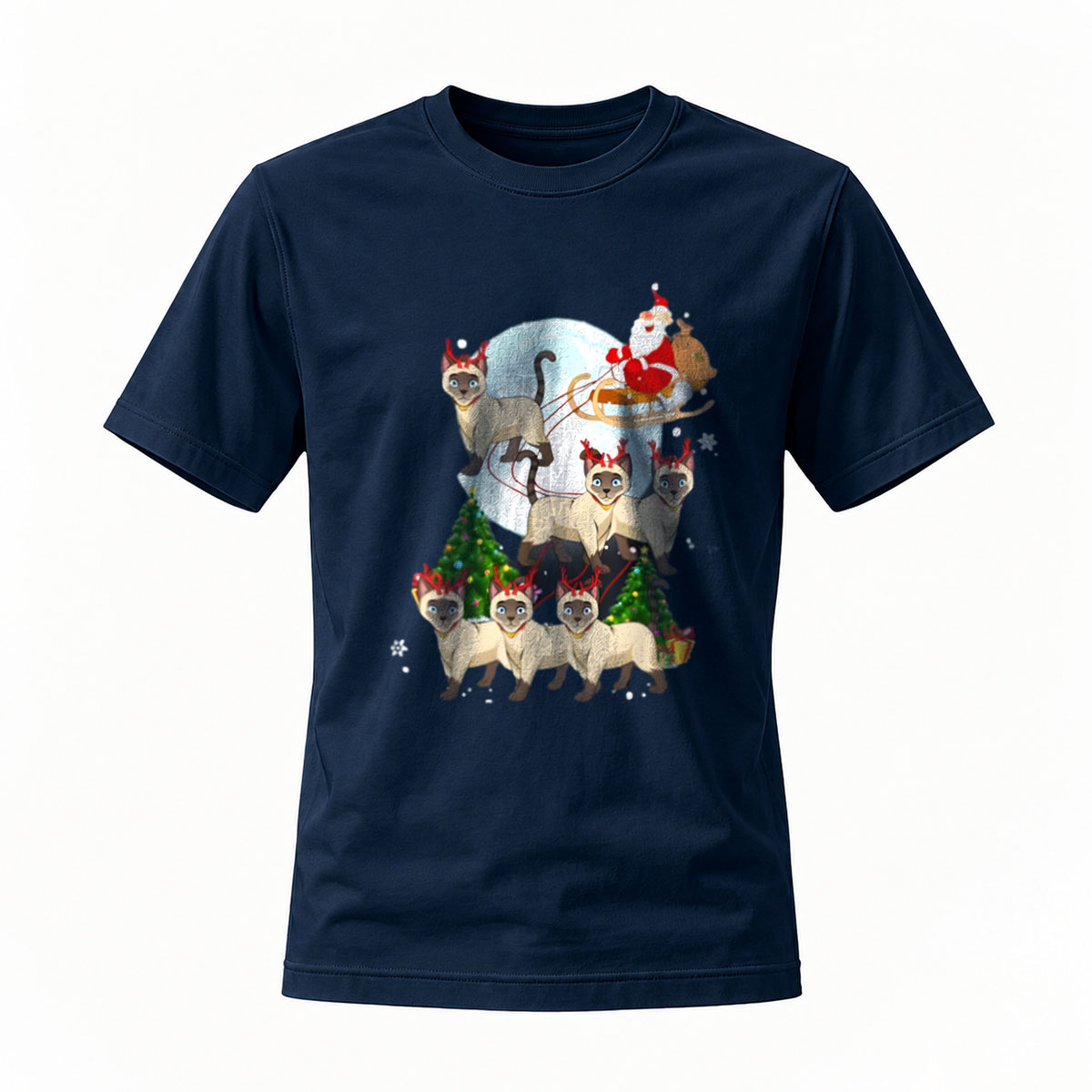 Christmas Cats Santa Sleigh Men's T-Shirt Holiday Gift Fun Wear - Image 7
