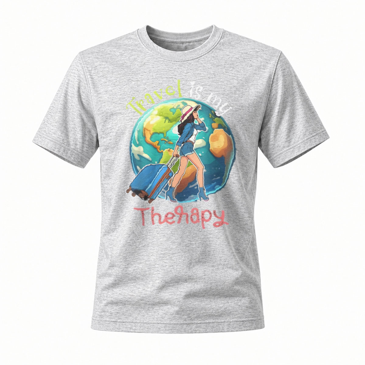 Travel Is My Therapy Globe Woman T-Shirt - Image 3