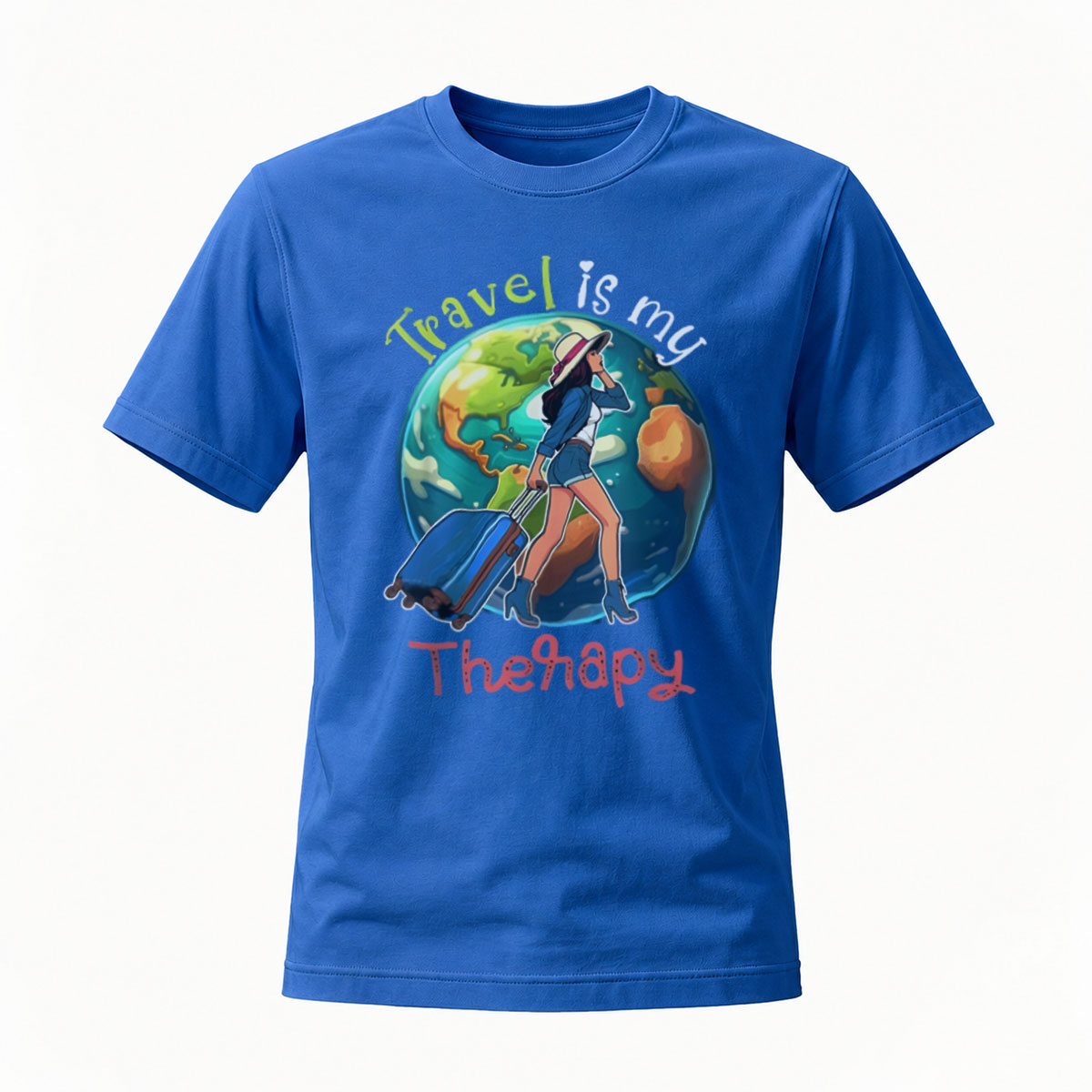 Travel Is My Therapy Globe Woman T-Shirt - Image 4