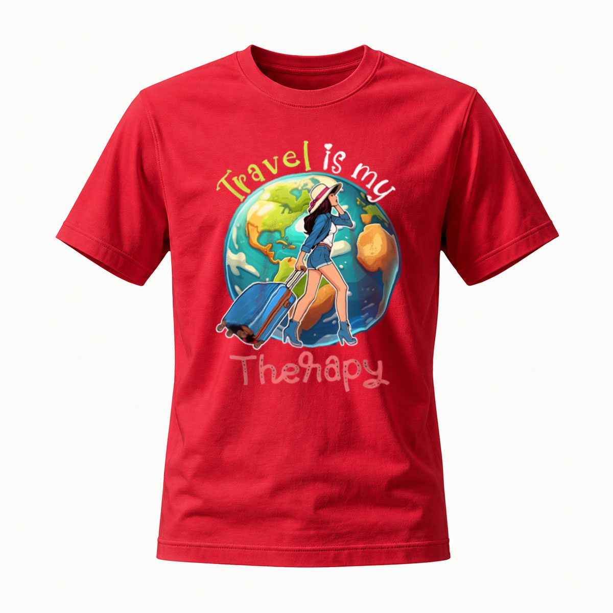 Travel Is My Therapy Globe Woman T-Shirt - Image 5