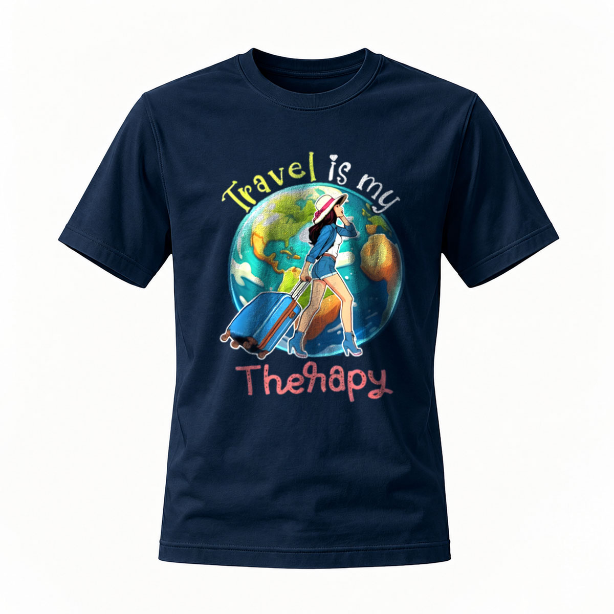 Travel Is My Therapy Globe Woman T-Shirt - Image 7