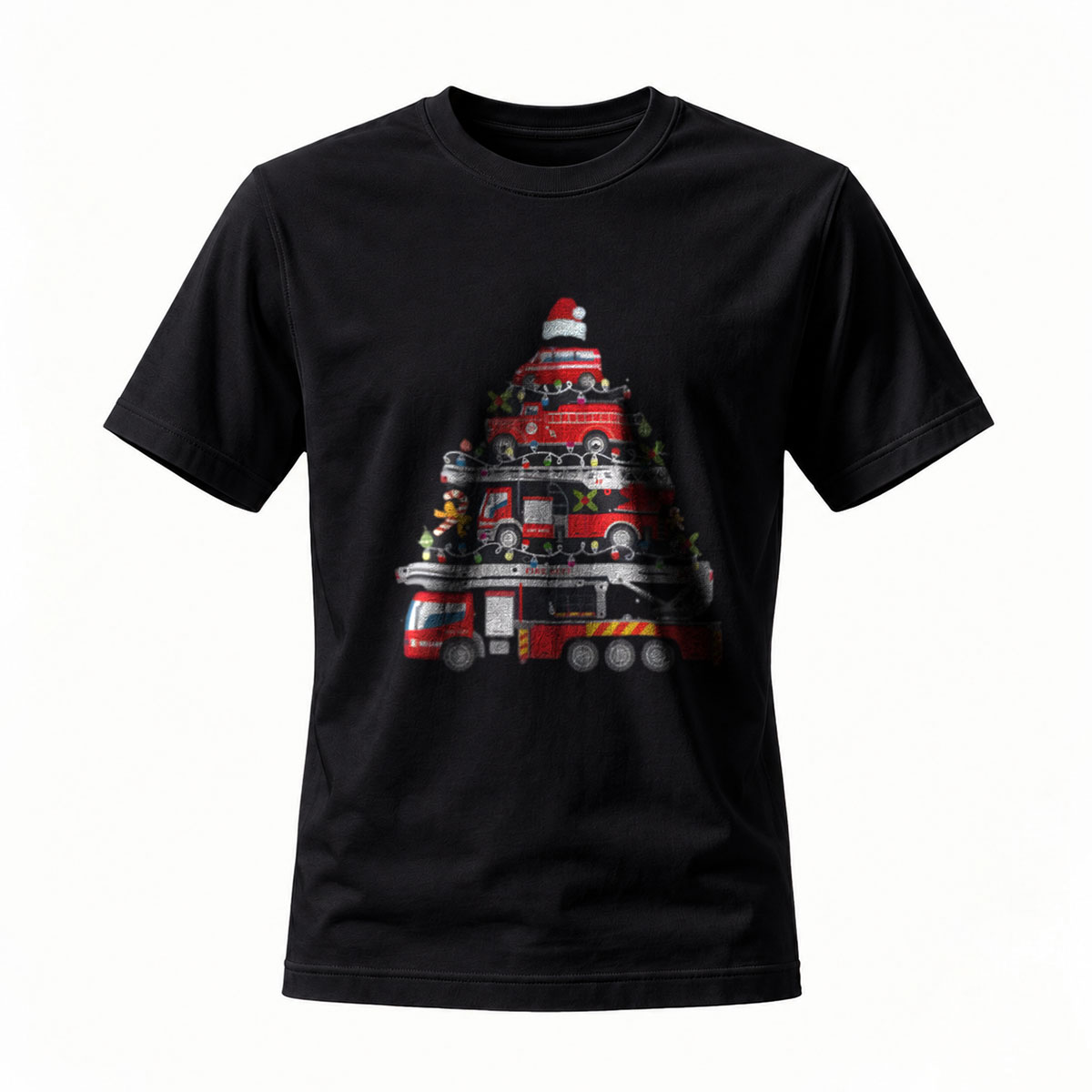 Fire Truck Christmas Tree Men's T-Shirt Holiday Gift