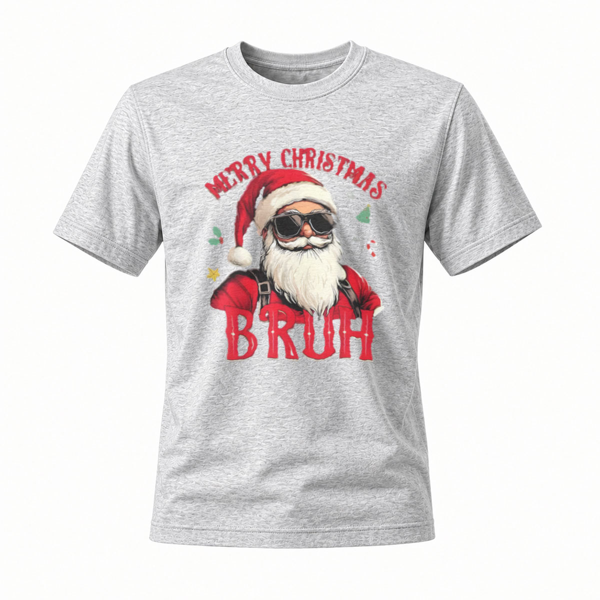 Merry Christmas Bruh Santa T-Shirt Men's Holiday Gift Wear - Image 3
