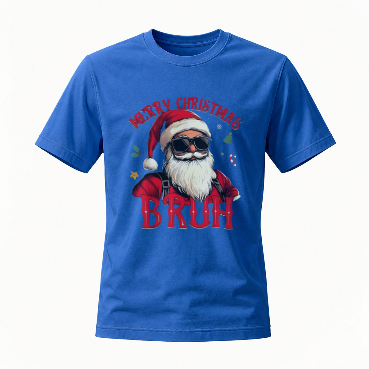 Merry Christmas Bruh Santa T-Shirt Men's Holiday Gift Wear - Image 4