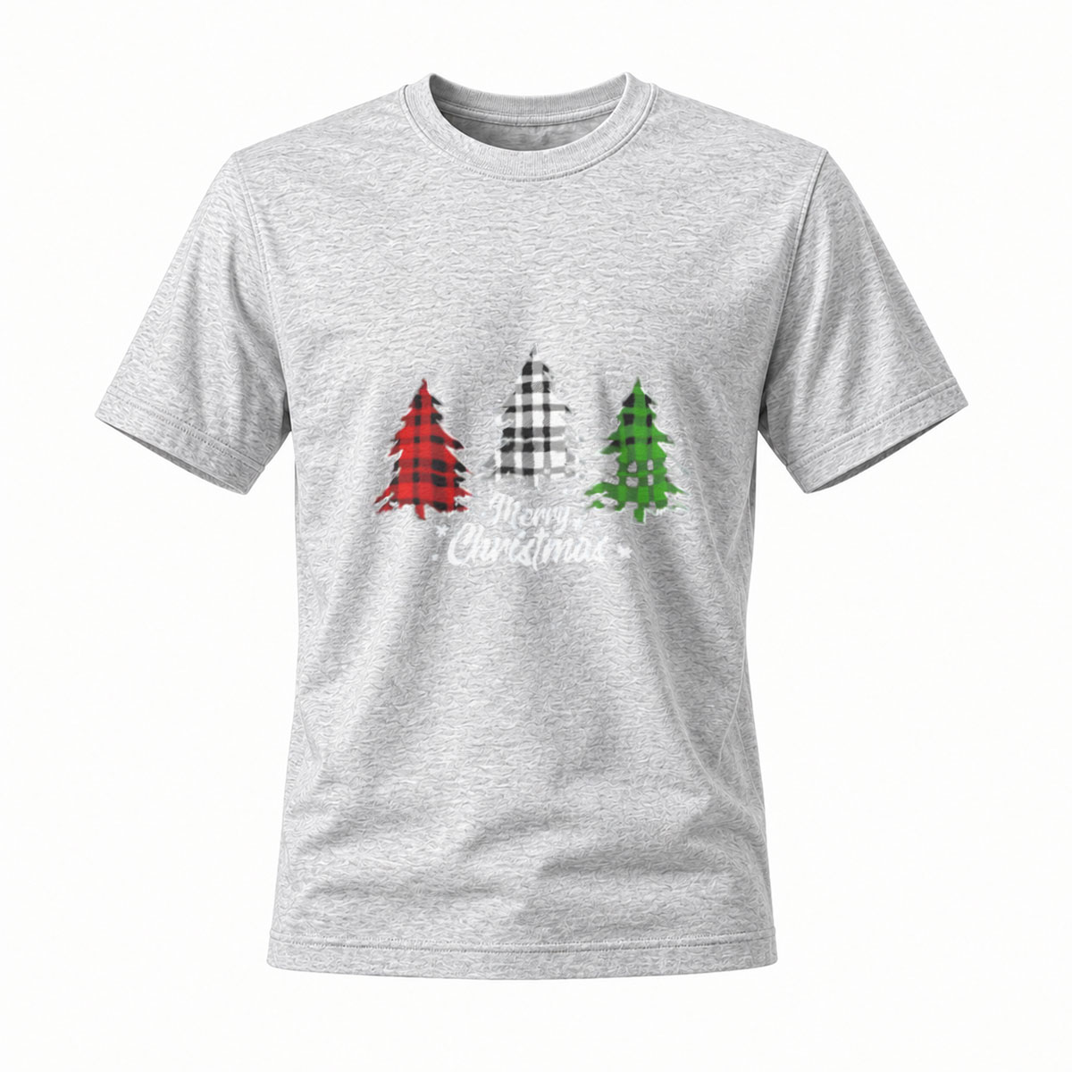 Merry Christmas Plaid Trees Holiday T-Shirt for Men Women - Image 3