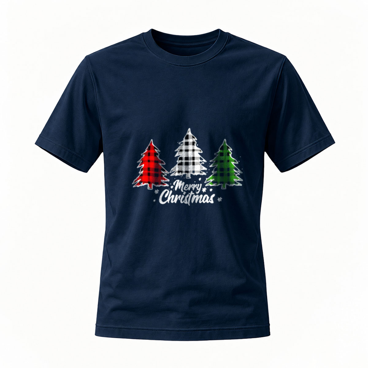 Merry Christmas Plaid Trees Holiday T-Shirt for Men Women - Image 7