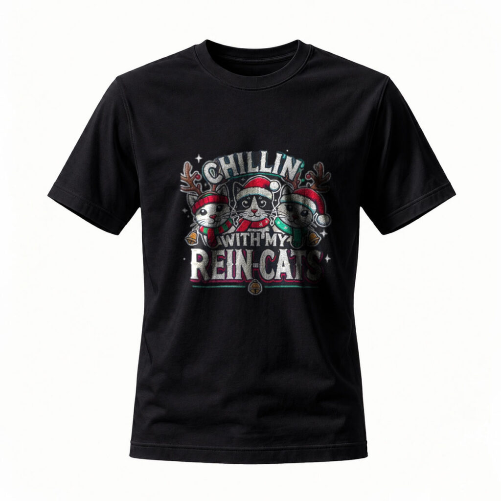Chillin With My Rein Cats Christmas Cat T-Shirt Men Women