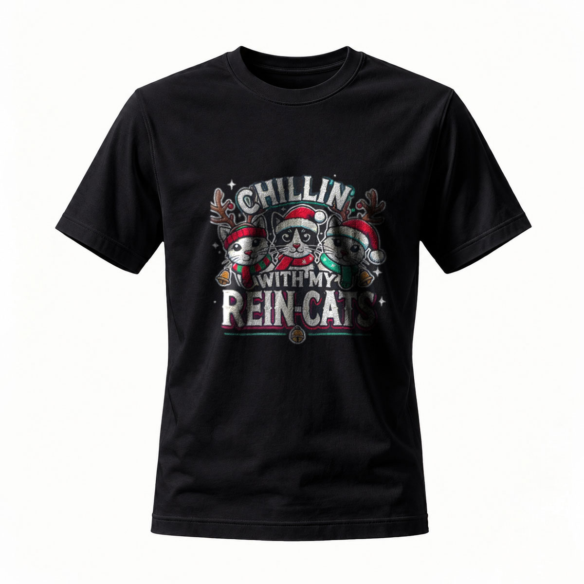Chillin With My Rein Cats Christmas Cat T-Shirt Men Women