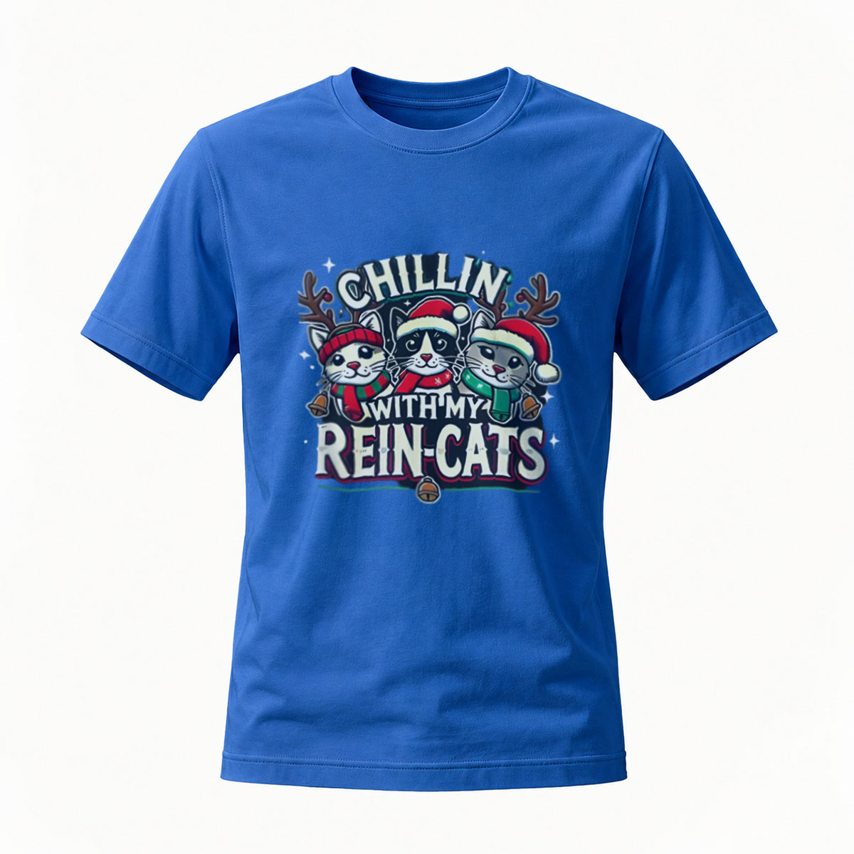 Chillin With My Rein Cats Christmas Cat T-Shirt Men Women - Image 4
