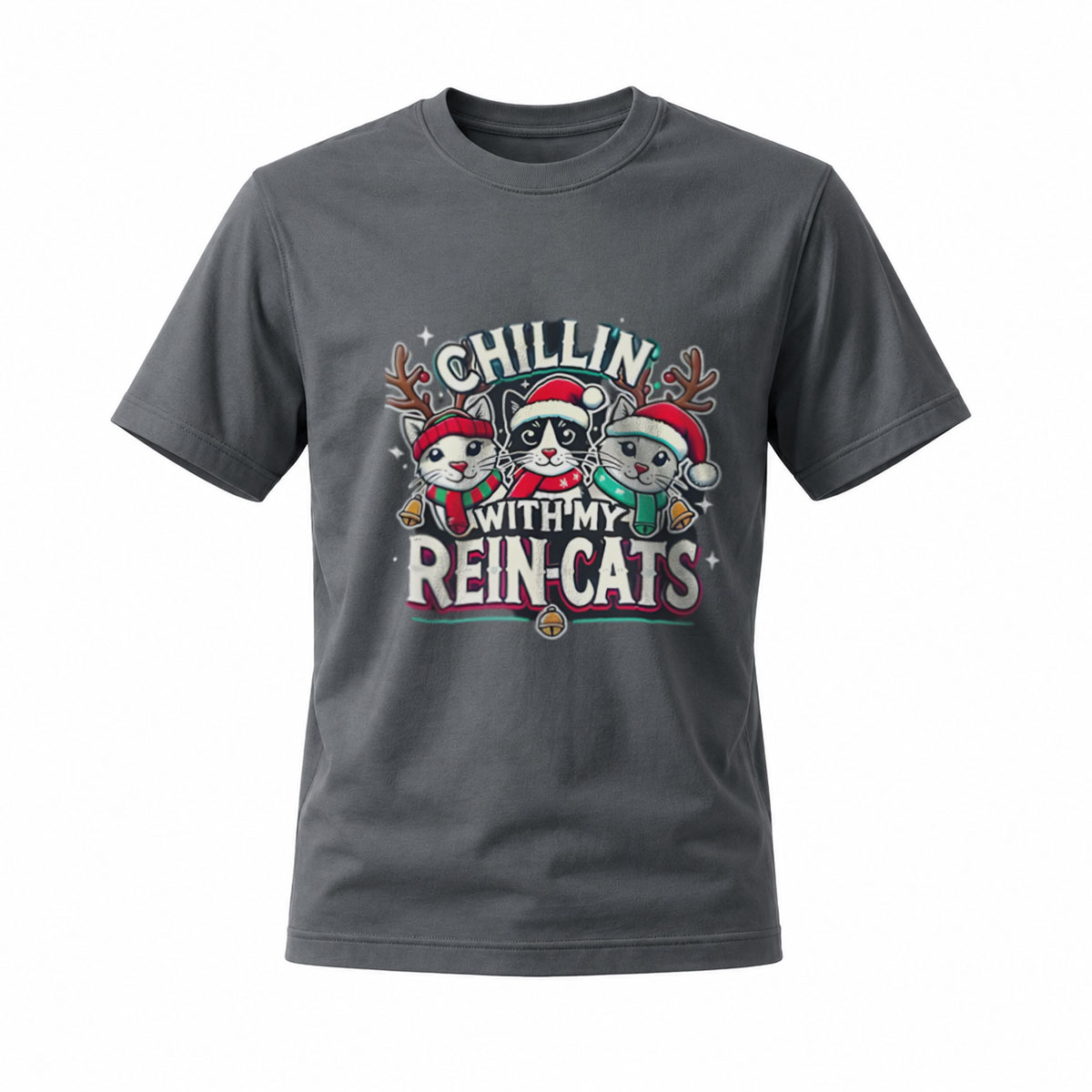 Chillin With My Rein Cats Christmas Cat T-Shirt Men Women - Image 6