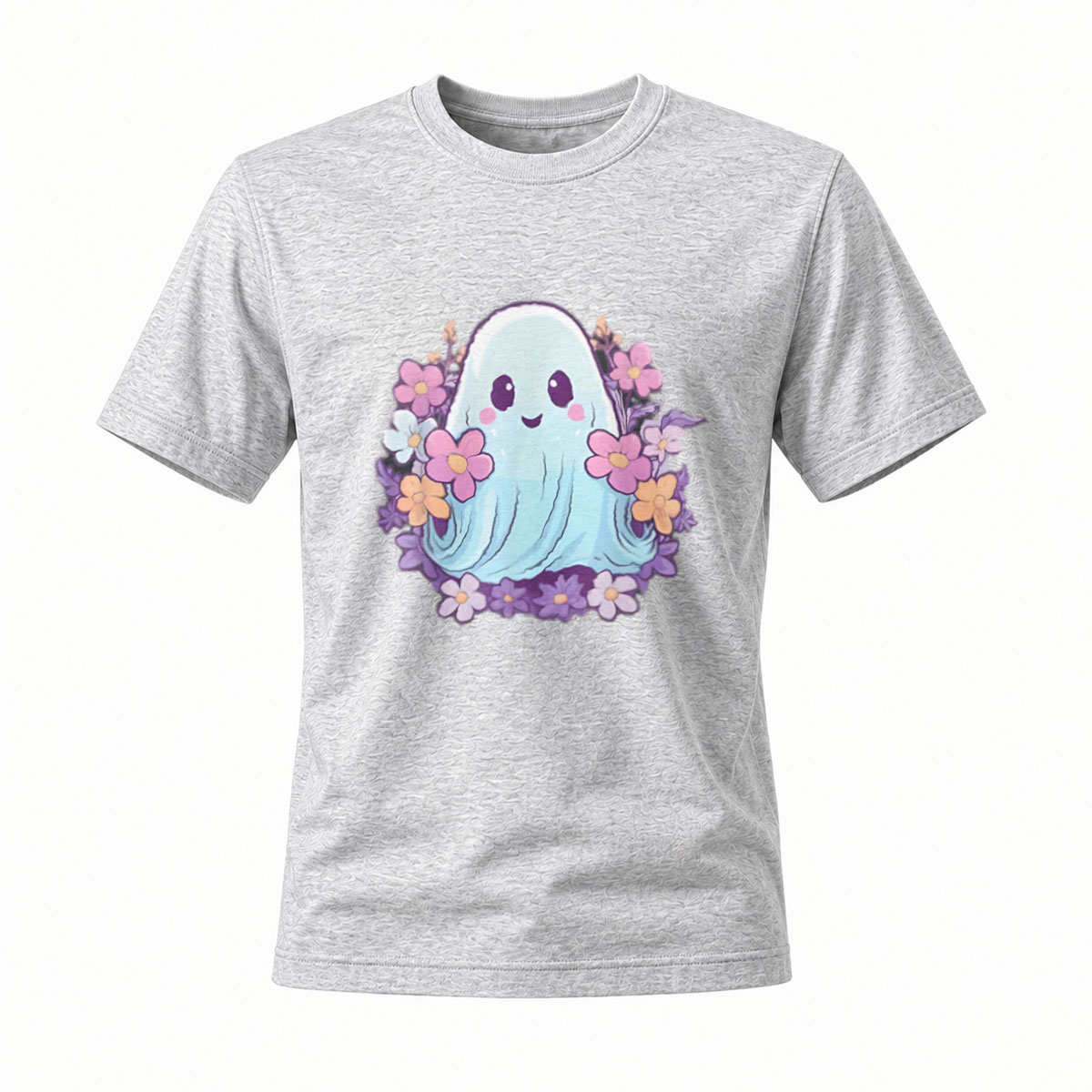 Cute Ghost Floral Design T-Shirt for Men and Women - Image 3