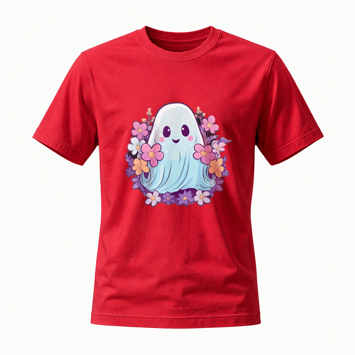 Cute Ghost Floral Design T-Shirt for Men and Women - Image 5