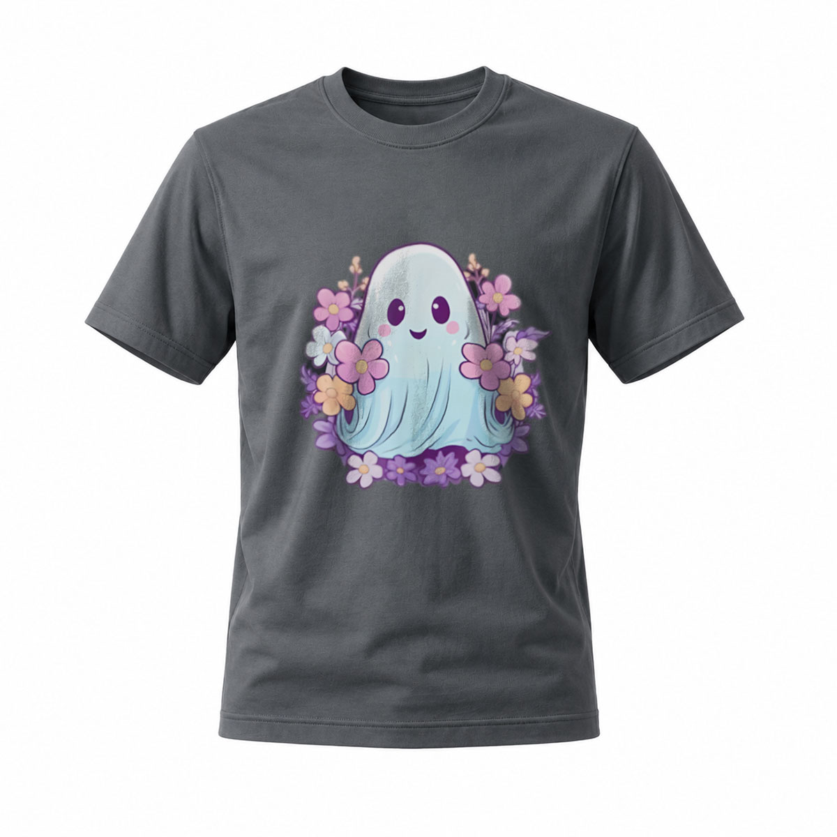 Cute Ghost Floral Design T-Shirt for Men and Women - Image 6