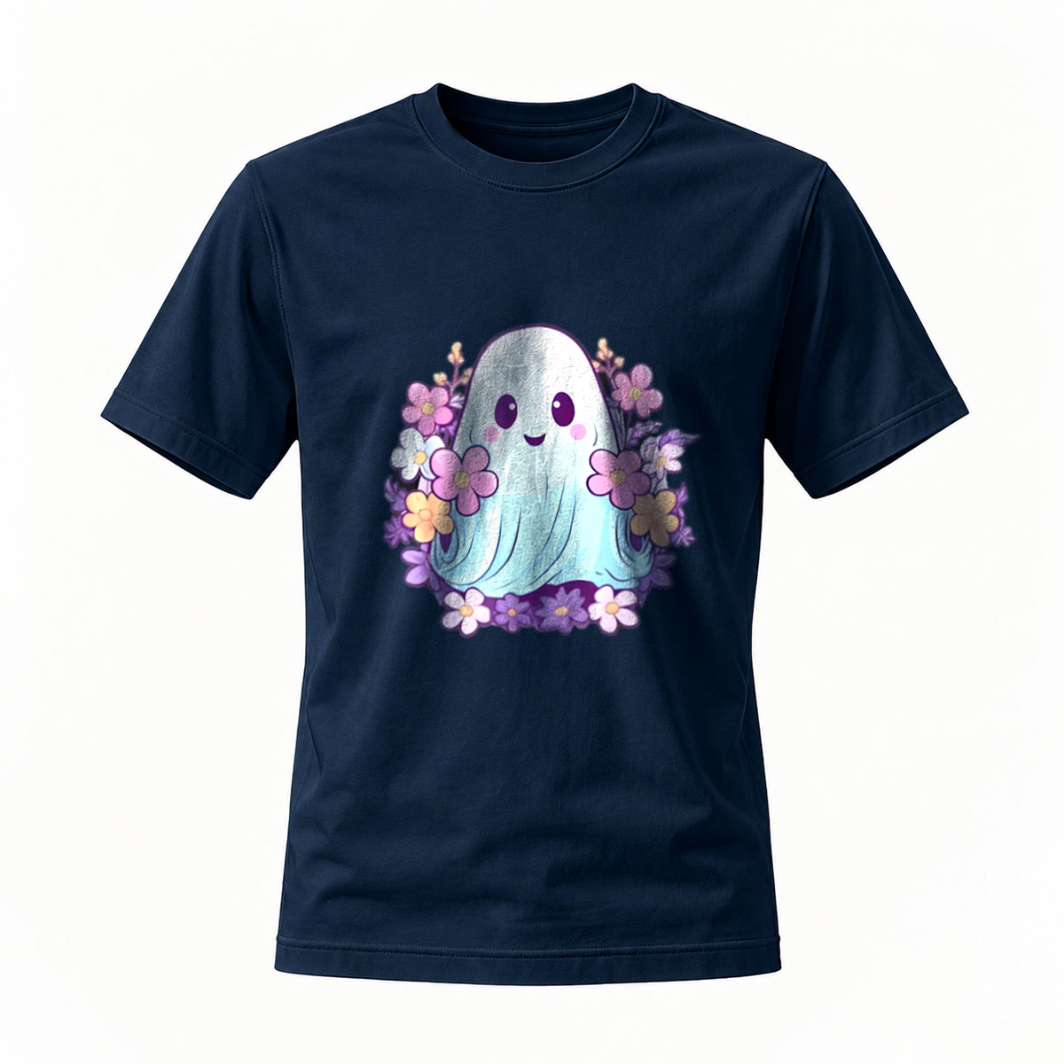 Cute Ghost Floral Design T-Shirt for Men and Women - Image 7