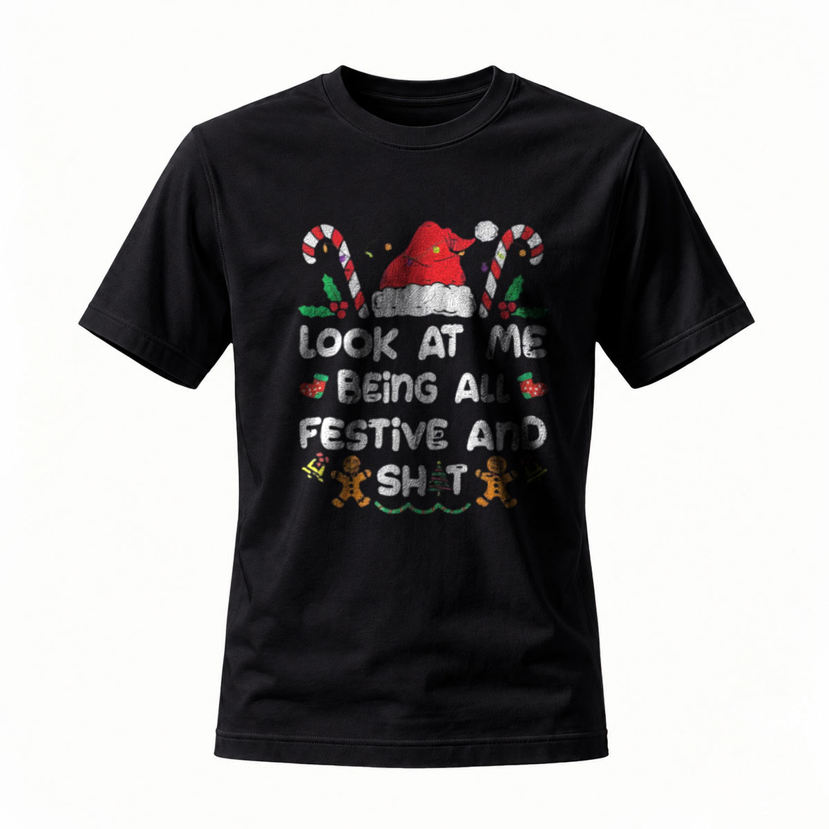Festive Christmas T-Shirt Men's Women's Holiday Gift Fun Ugly Sweater Style