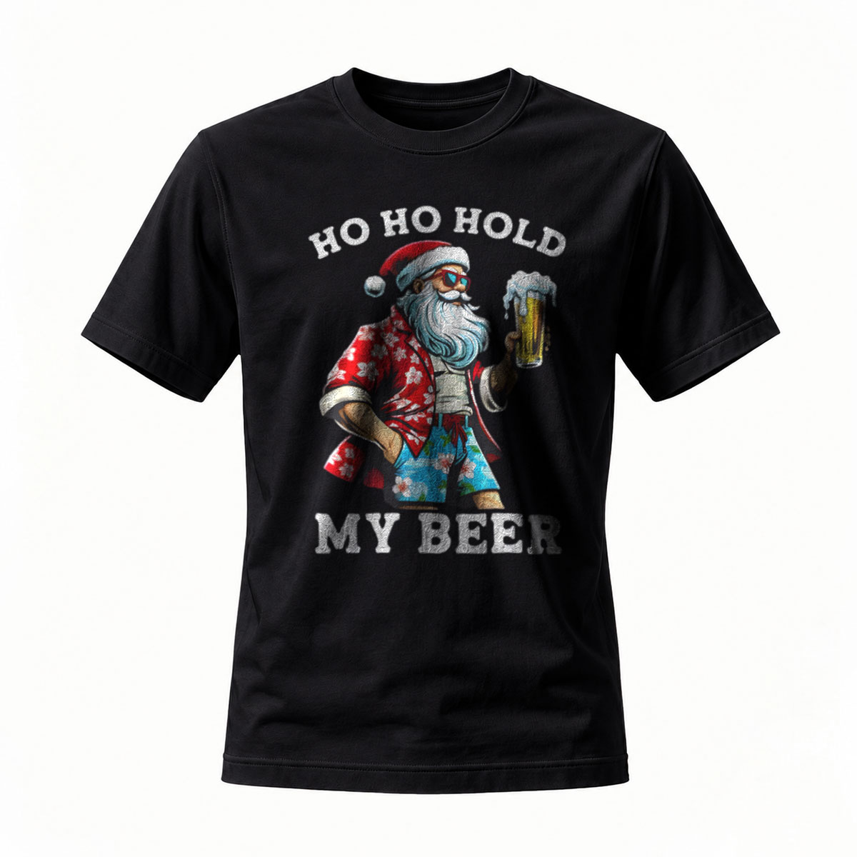 Ho Ho Hold My Beer Santa Christmas T-Shirt Men's Fun Holiday Gift