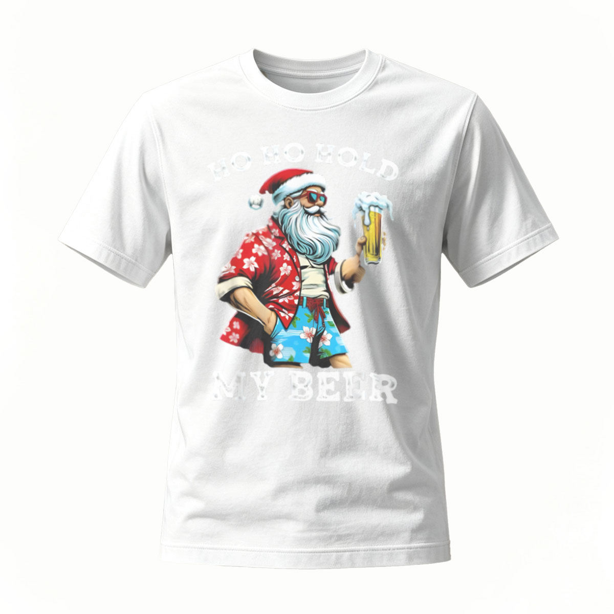 Ho Ho Hold My Beer Santa Christmas T-Shirt Men's Fun Holiday Gift - Image 2