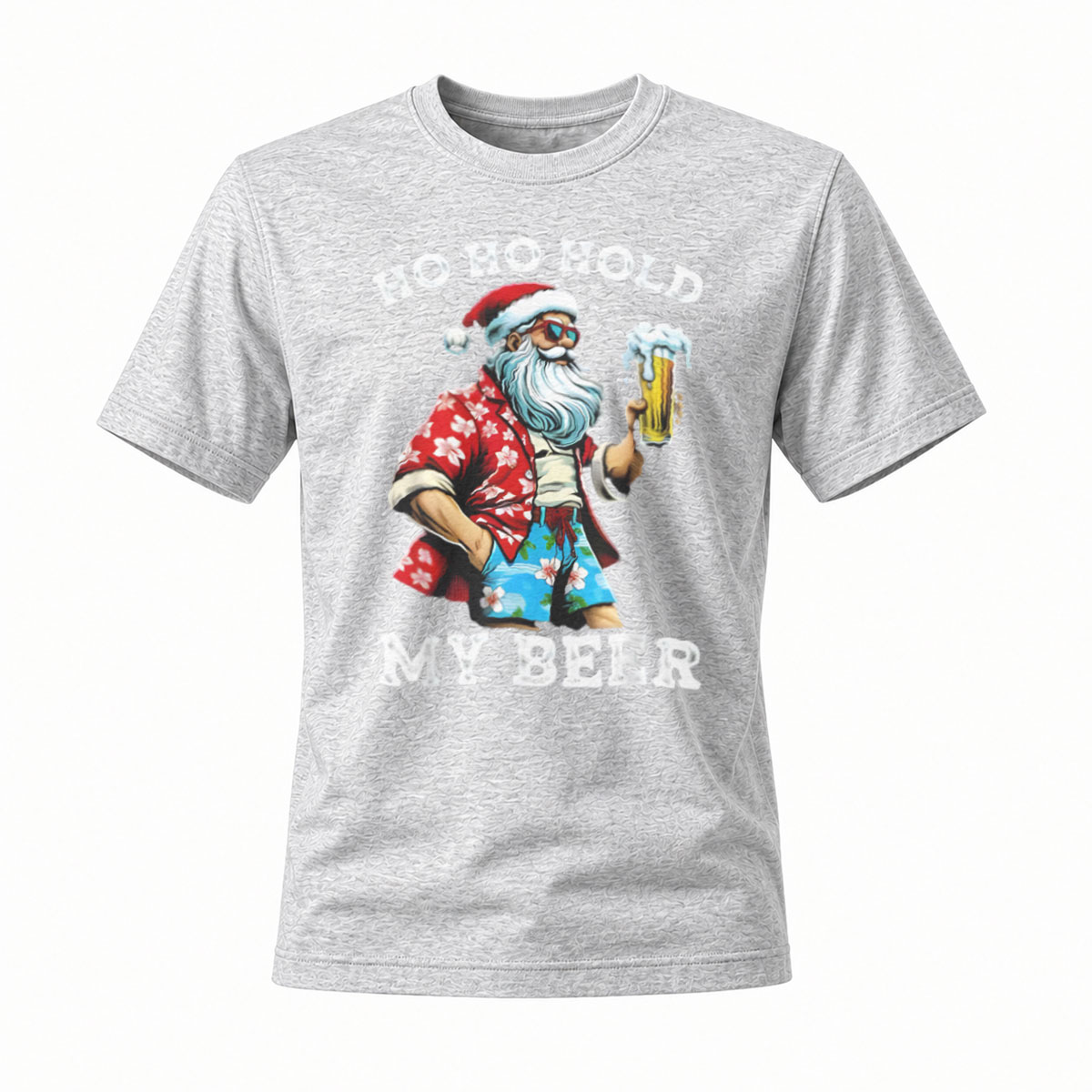 Ho Ho Hold My Beer Santa Christmas T-Shirt Men's Fun Holiday Gift - Image 3