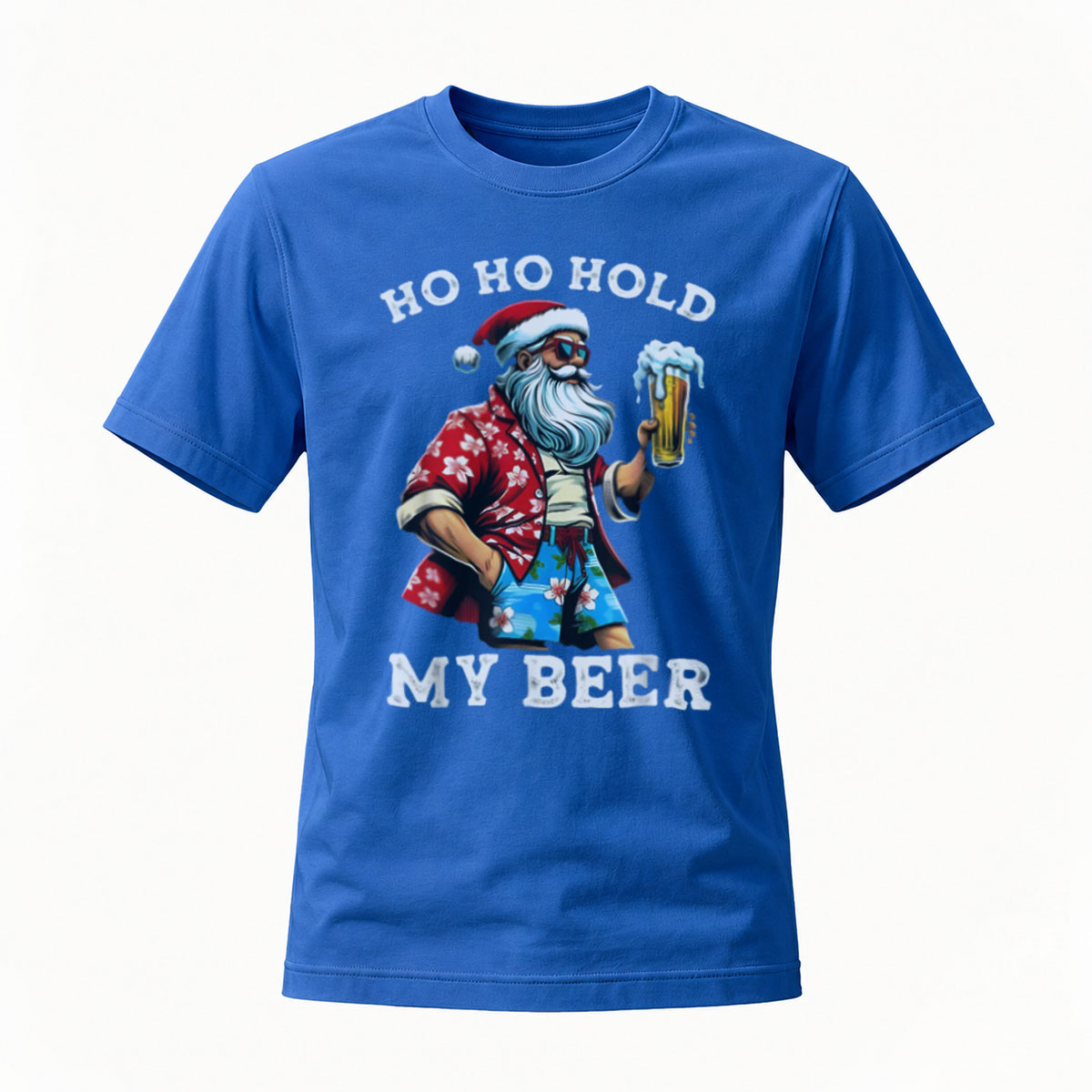 Ho Ho Hold My Beer Santa Christmas T-Shirt Men's Fun Holiday Gift - Image 4