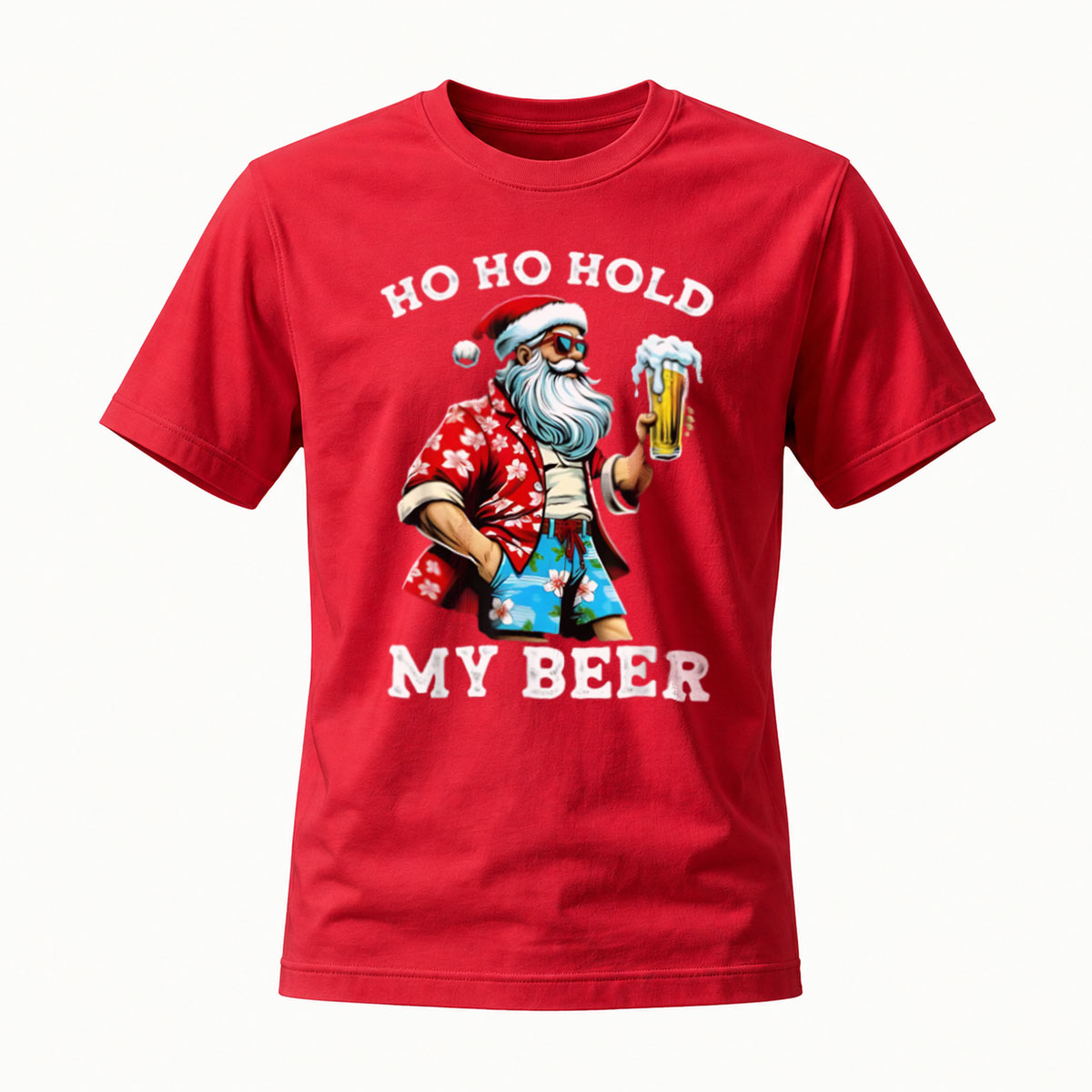 Ho Ho Hold My Beer Santa Christmas T-Shirt Men's Fun Holiday Gift - Image 5