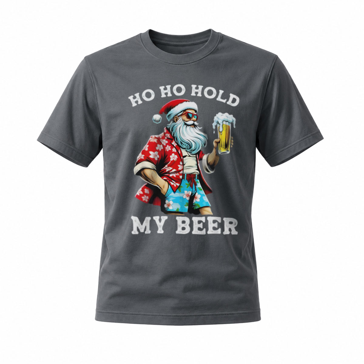 Ho Ho Hold My Beer Santa Christmas T-Shirt Men's Fun Holiday Gift - Image 6