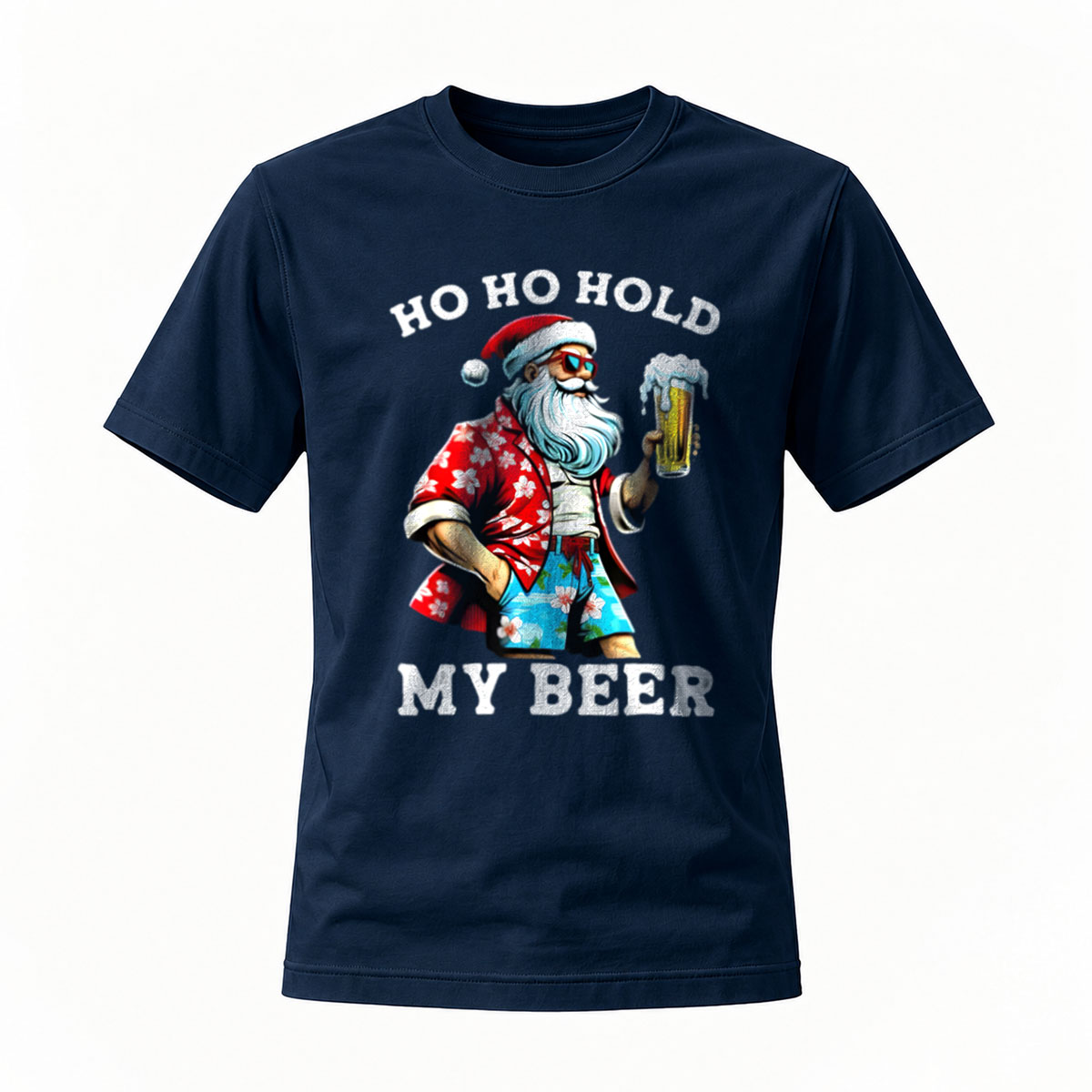 Ho Ho Hold My Beer Santa Christmas T-Shirt Men's Fun Holiday Gift - Image 7