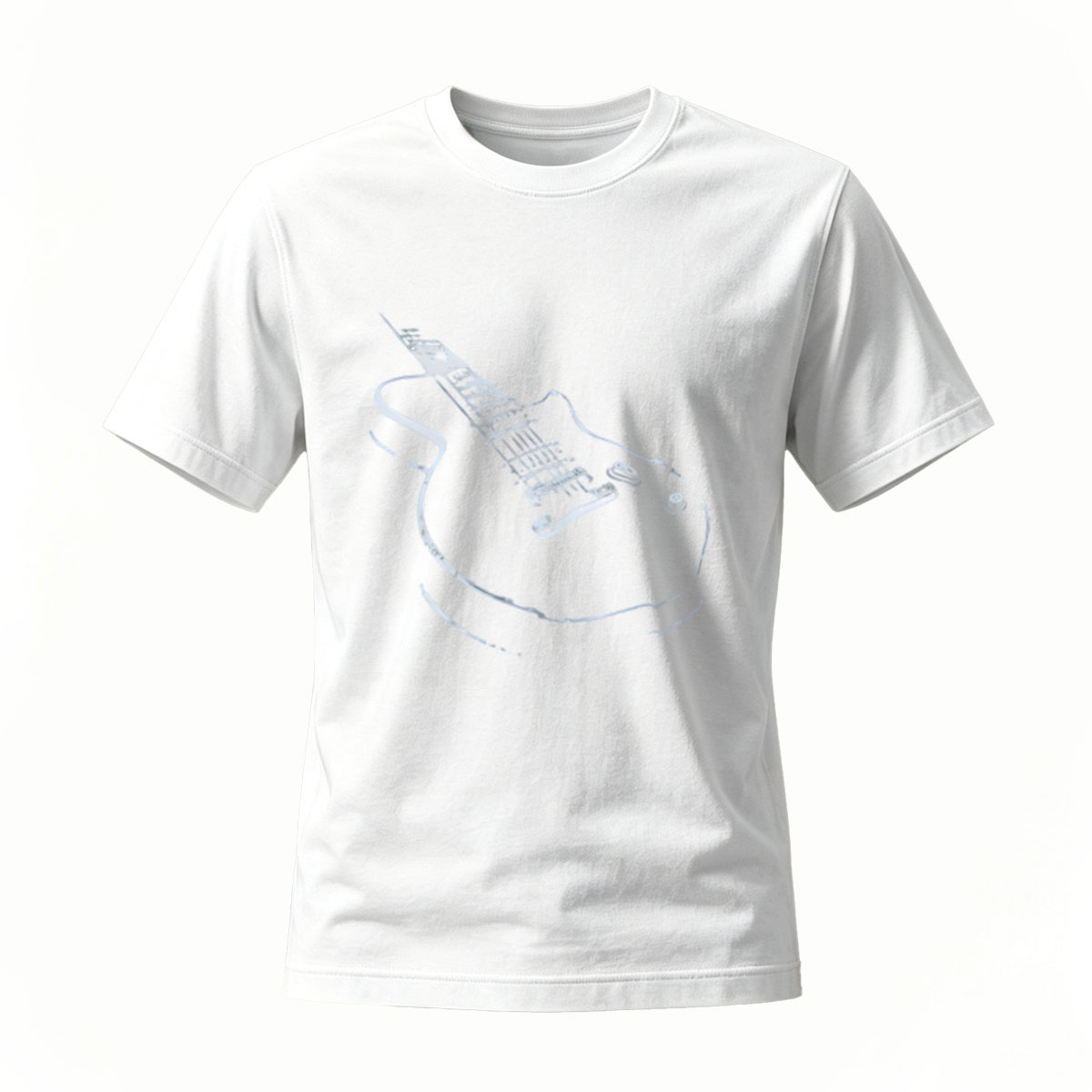Black T-Shirt Electric Guitar Print Men's Casual Wear Music Gift - Image 2