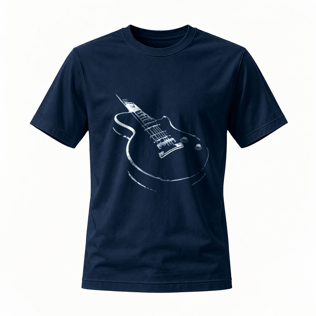 Black T-Shirt Electric Guitar Print Men's Casual Wear Music Gift - Image 7