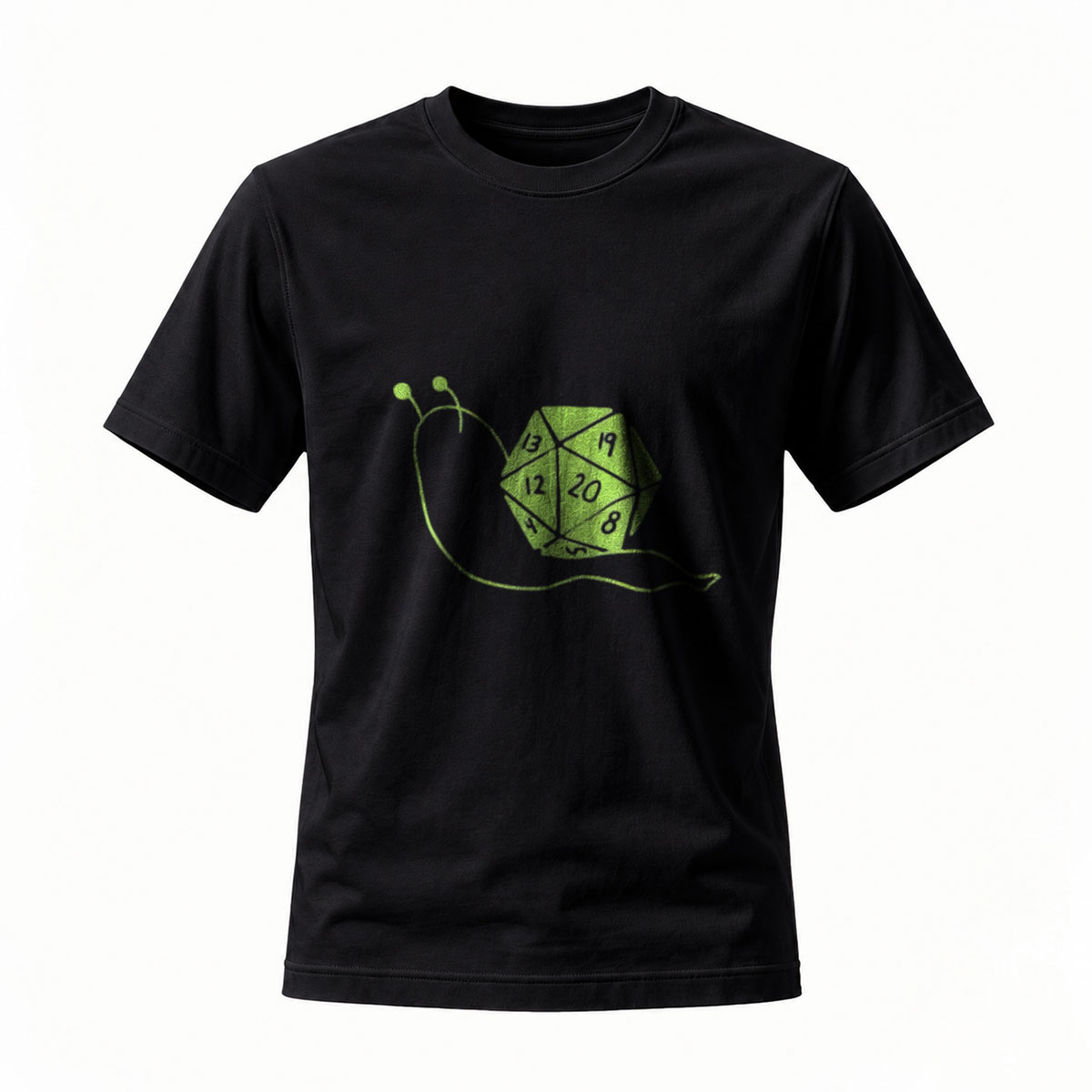 D20 Snail Gamer T-Shirt Men's Casual Fun Gift for D&D Fans