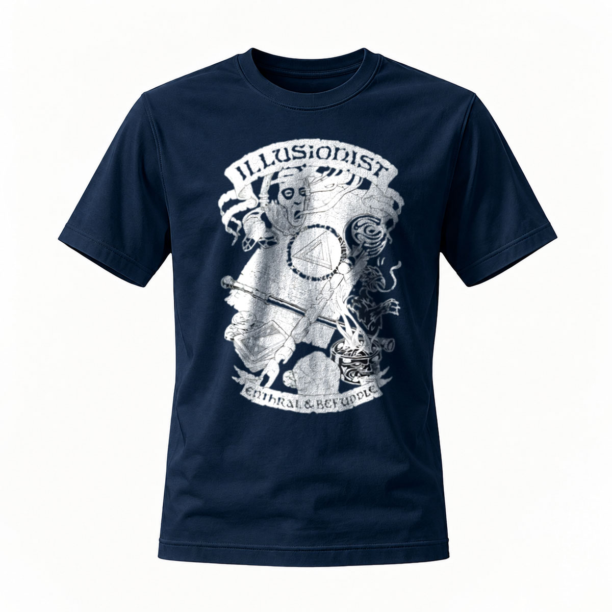 Illusionist Magician T-Shirt Men's Black Graphic Tee Magic Trick Design - Image 7