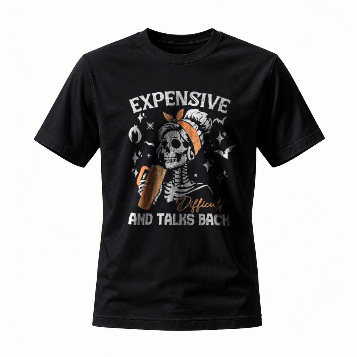 Expensive Difficult Talks Back Skeleton T-Shirt for Women Men