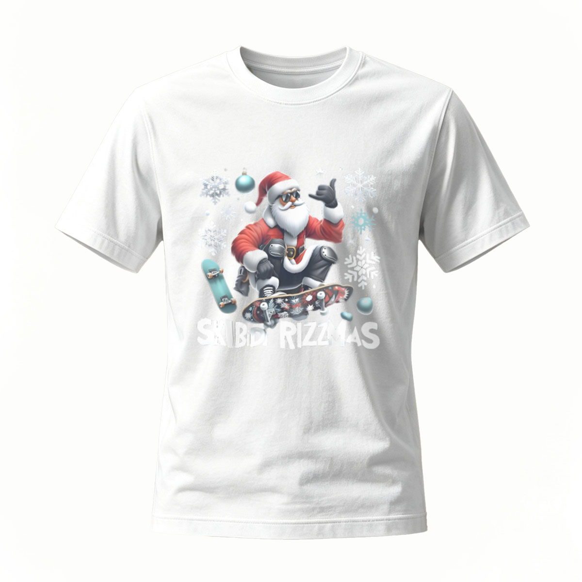 Skibidi Rizzmas Santa Skateboard Christmas T-Shirt Men's - Image 2