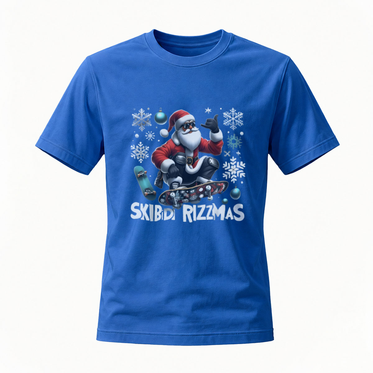 Skibidi Rizzmas Santa Skateboard Christmas T-Shirt Men's - Image 4