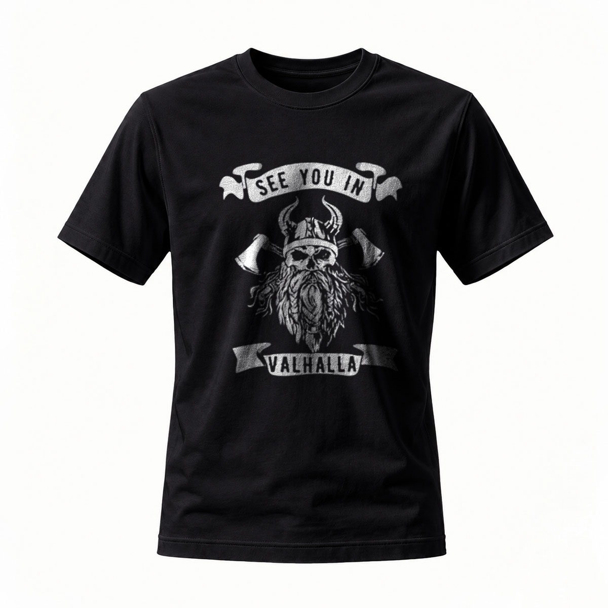 See You In Valhalla Viking Skull T-Shirt Men's Black