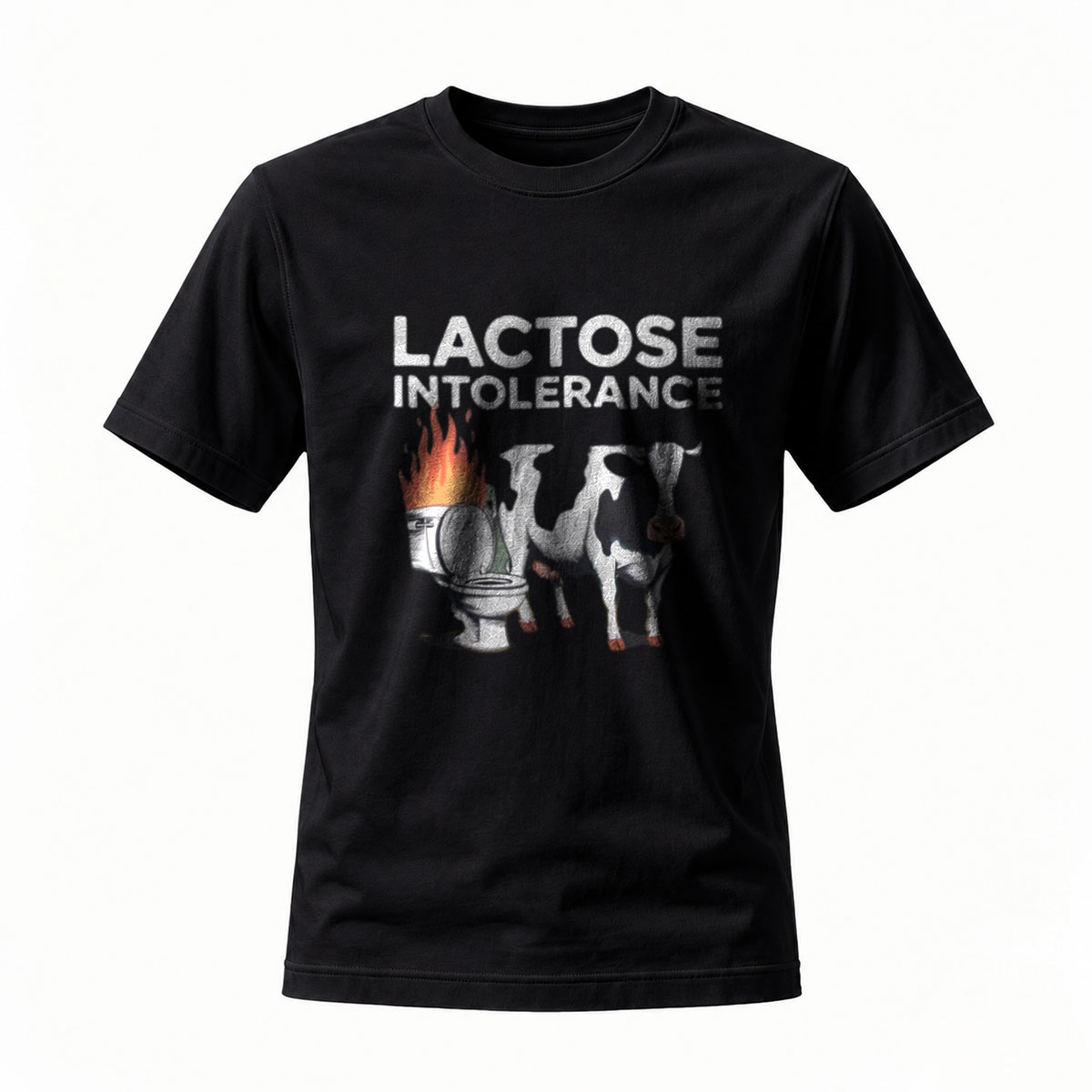Lactose Intolerance Cow Toilet Fire Funny T-Shirt Men's
