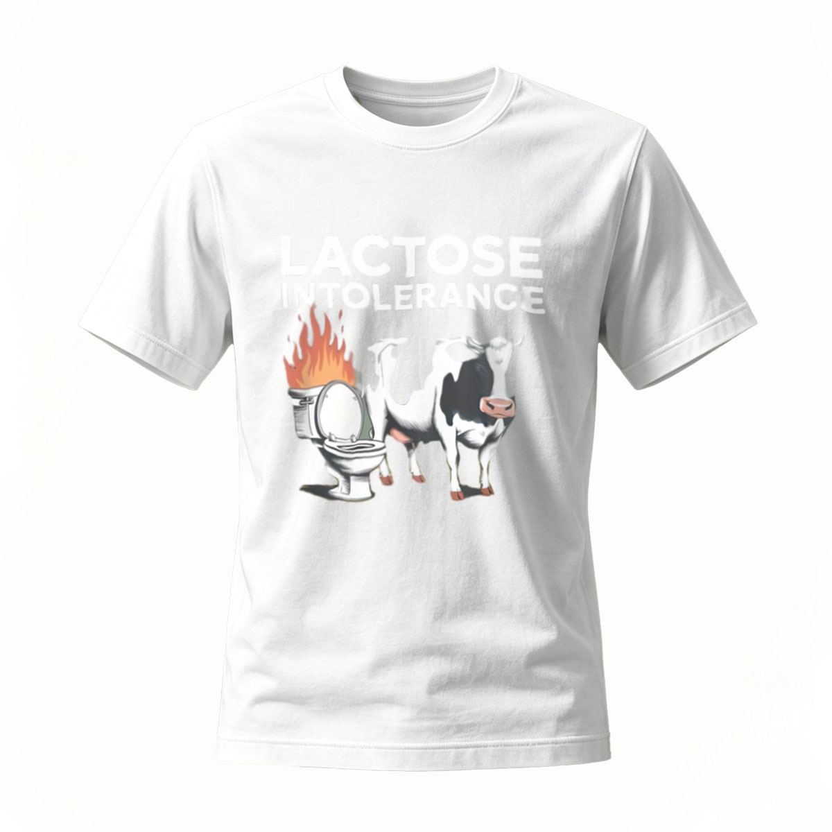 Lactose Intolerance Cow Toilet Fire Funny T-Shirt Men's - Image 2