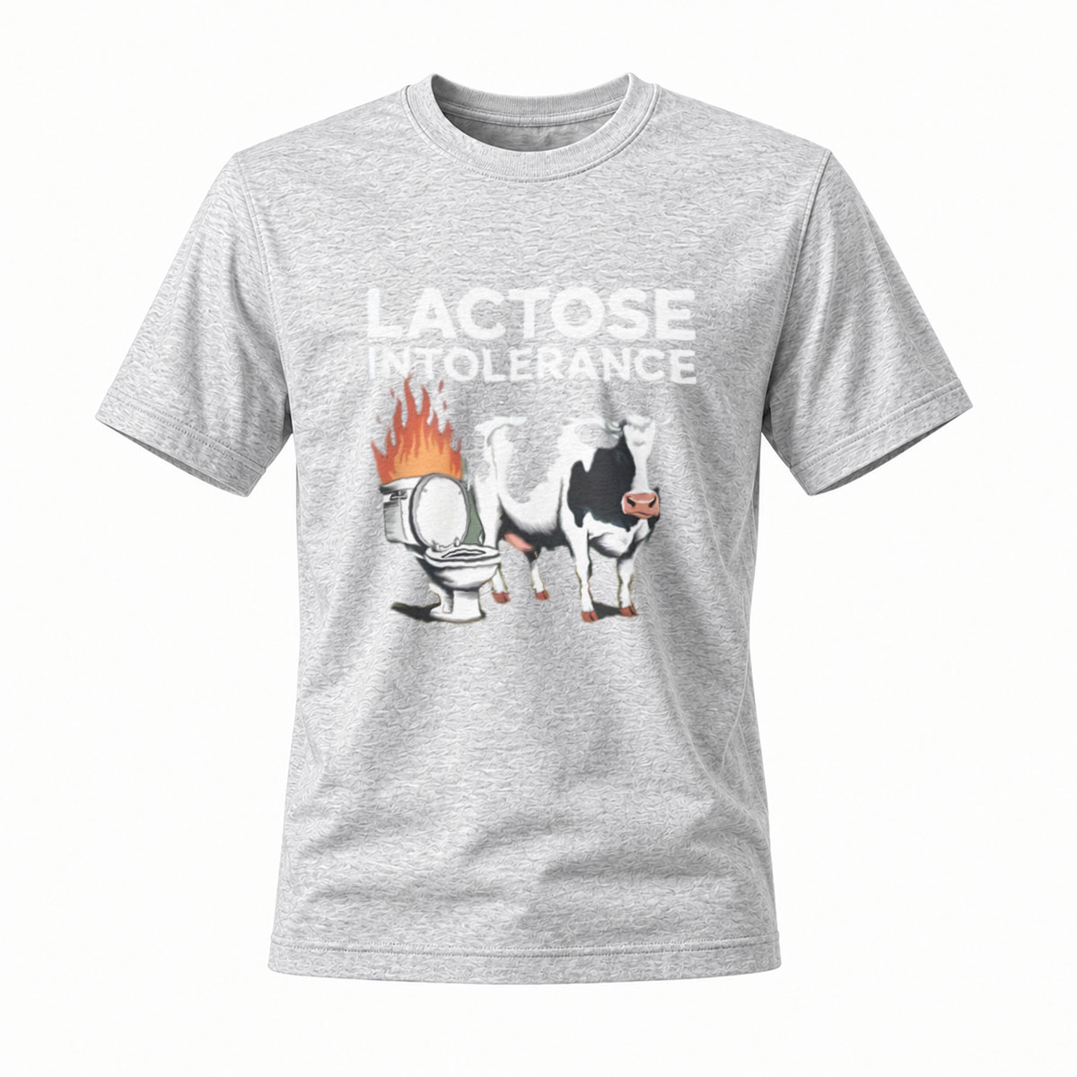 Lactose Intolerance Cow Toilet Fire Funny T-Shirt Men's - Image 3