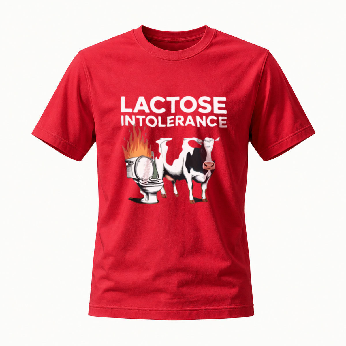 Lactose Intolerance Cow Toilet Fire Funny T-Shirt Men's - Image 5