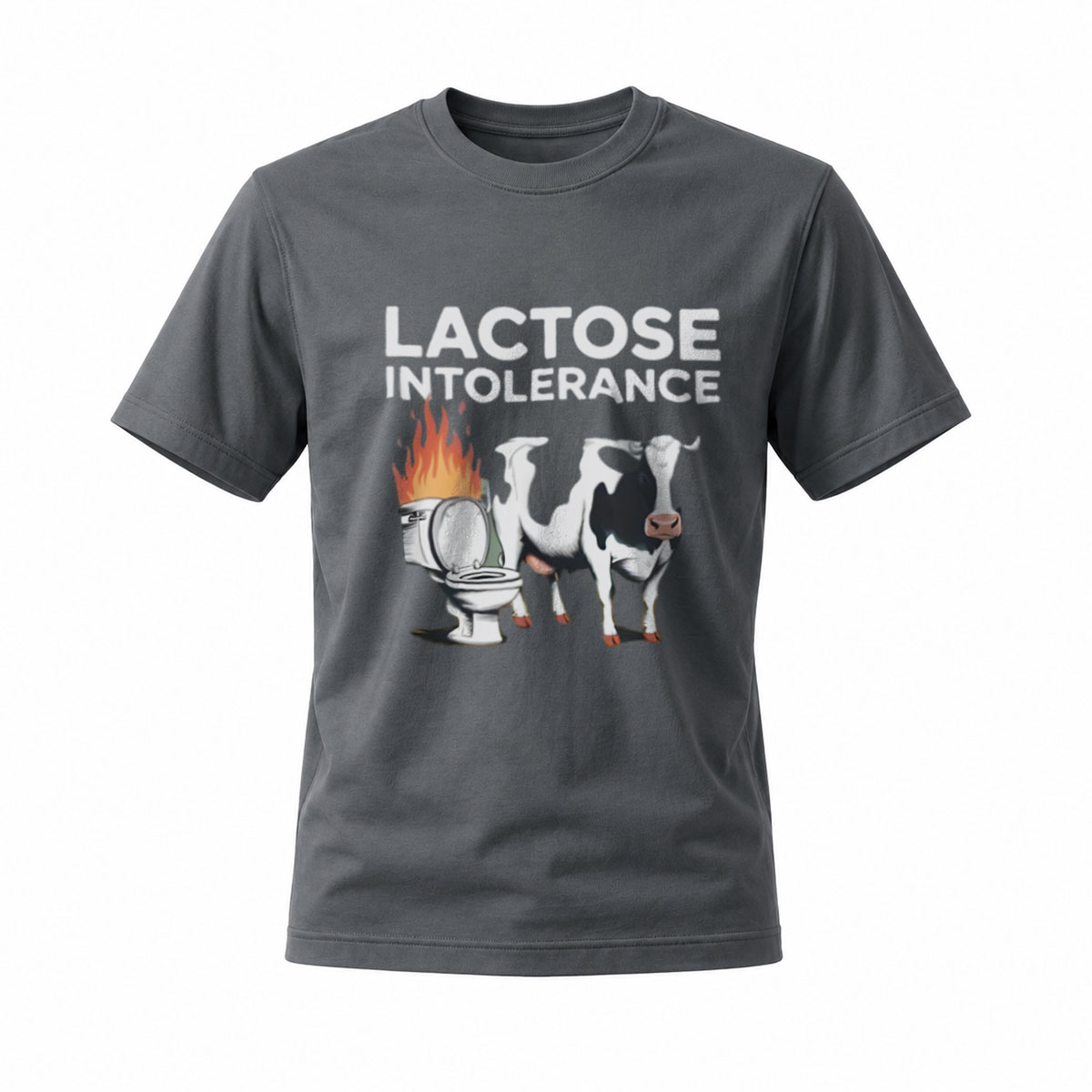 Lactose Intolerance Cow Toilet Fire Funny T-Shirt Men's - Image 6