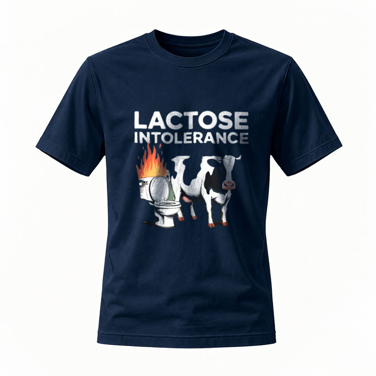 Lactose Intolerance Cow Toilet Fire Funny T-Shirt Men's - Image 7