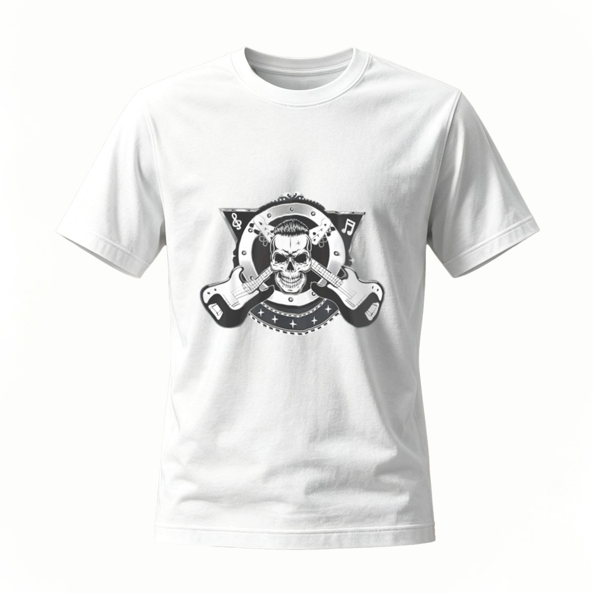 Men's Black T-Shirt Skull Pirate Crossbones Design - Image 2