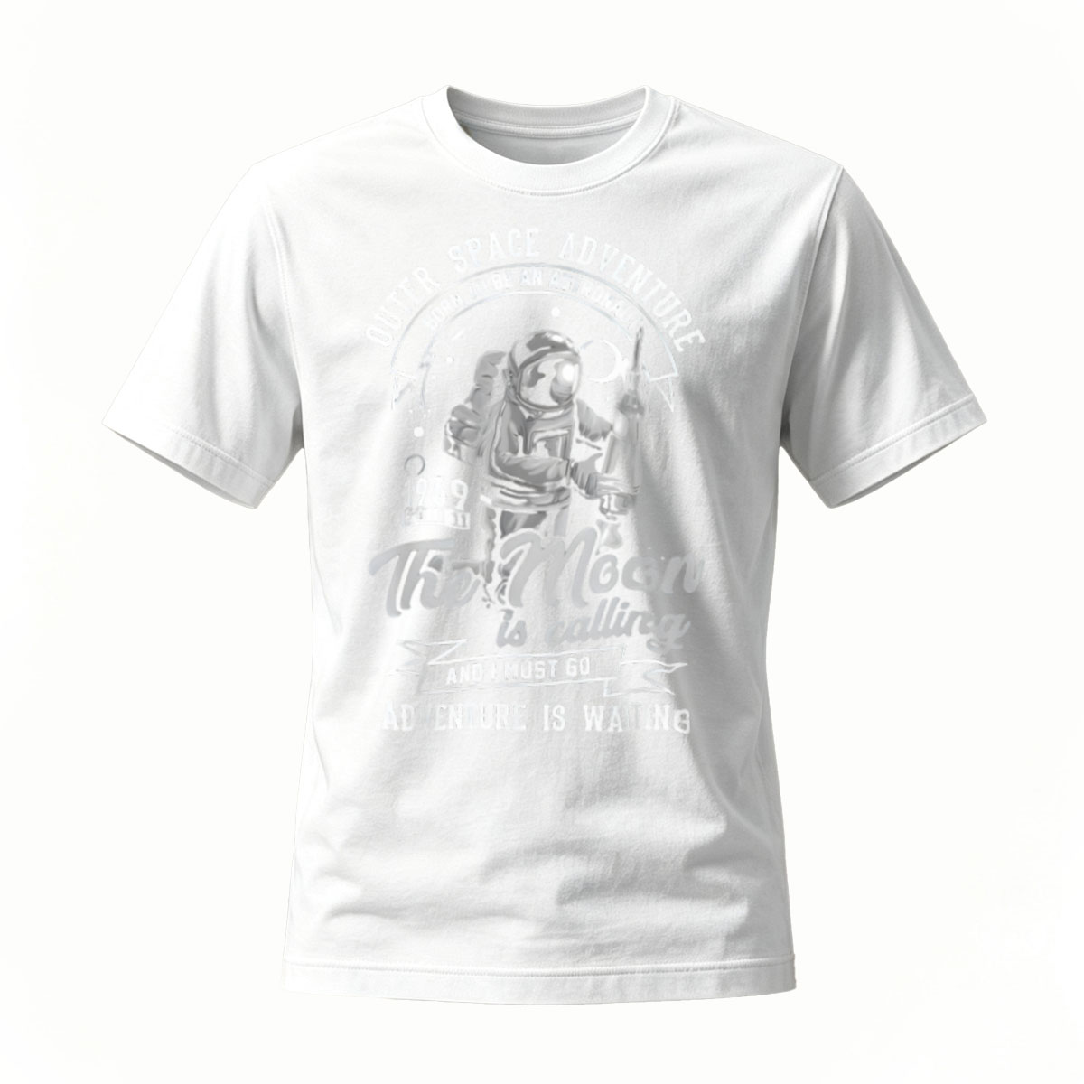 Men's Outer Space Adventure Astronaut T-Shirt Moon Calling 1969 - Image 2