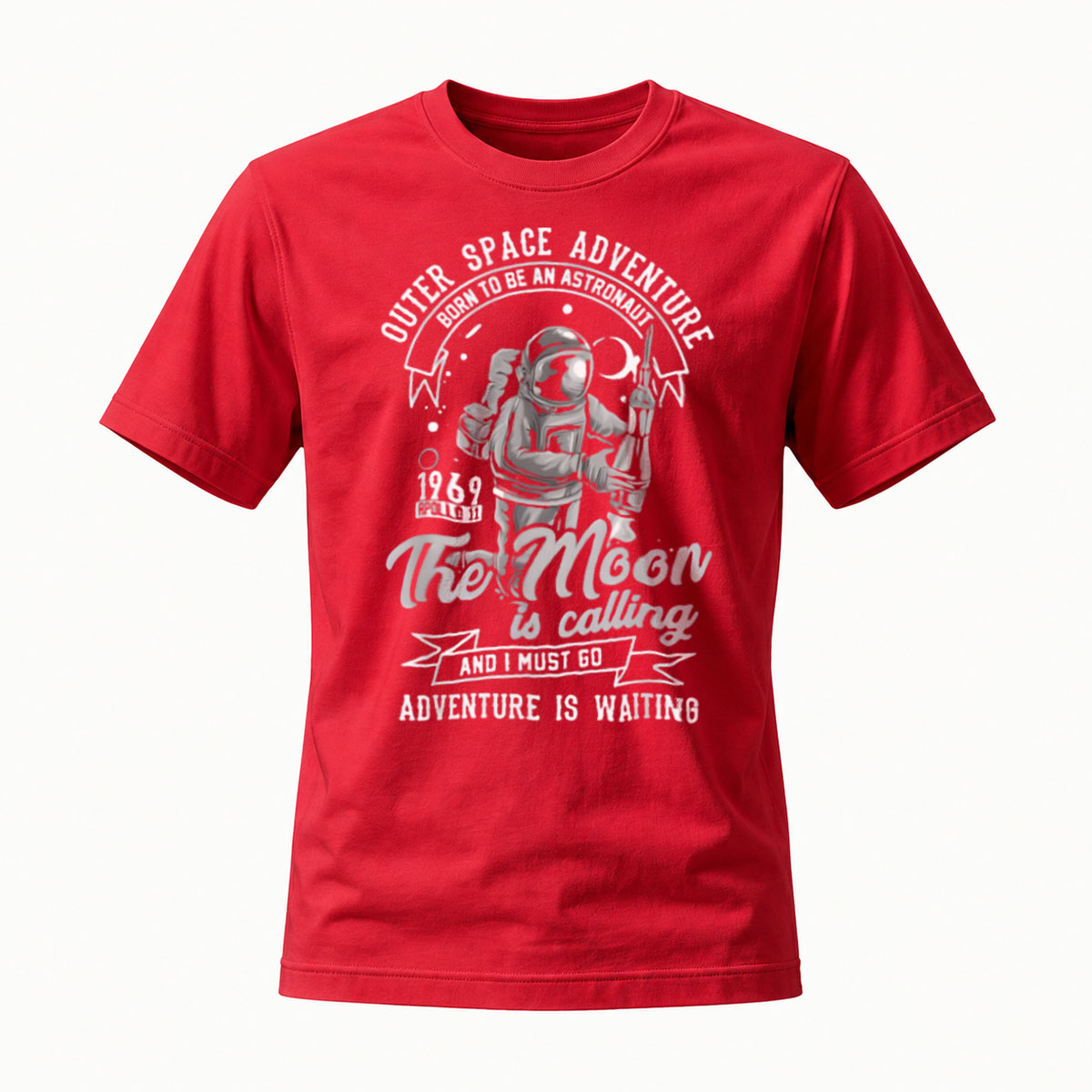 Men's Outer Space Adventure Astronaut T-Shirt Moon Calling 1969 - Image 5