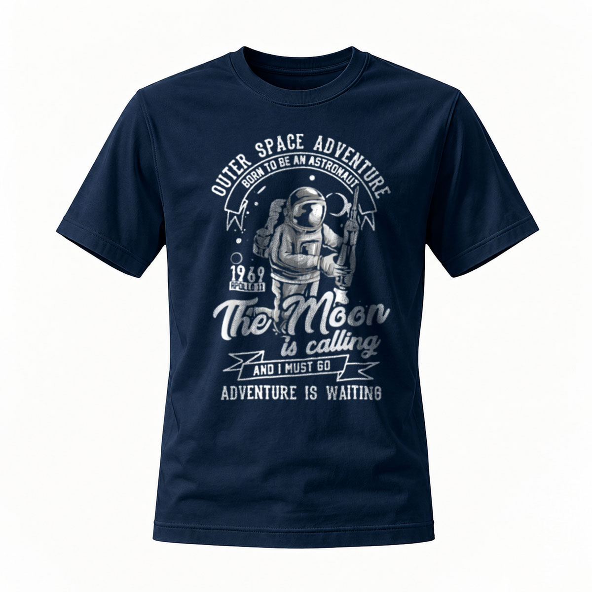Men's Outer Space Adventure Astronaut T-Shirt Moon Calling 1969 - Image 7