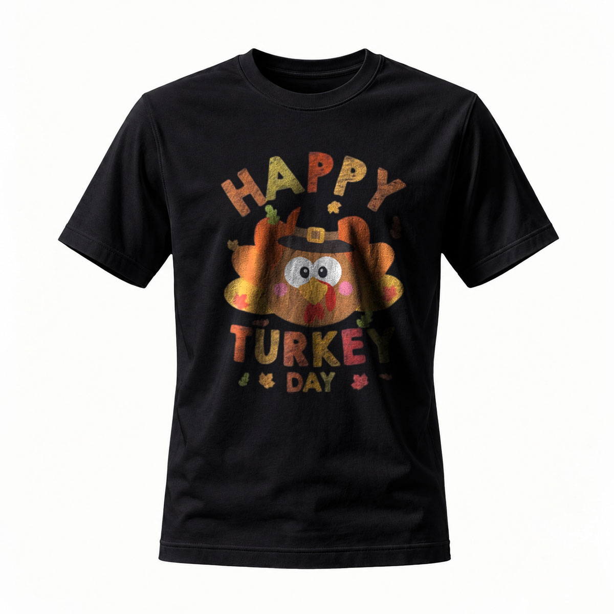 Happy Turkey Day Men's T-Shirt Thanksgiving Cartoon Turkey Design