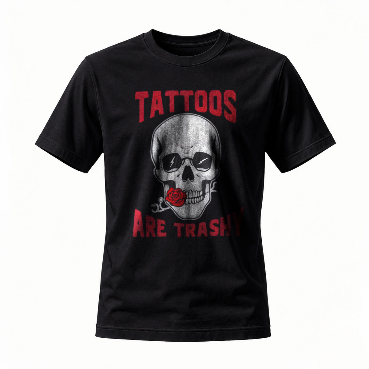 Tattoos Are Trashy Skull Rose Graphic T-Shirt Men's