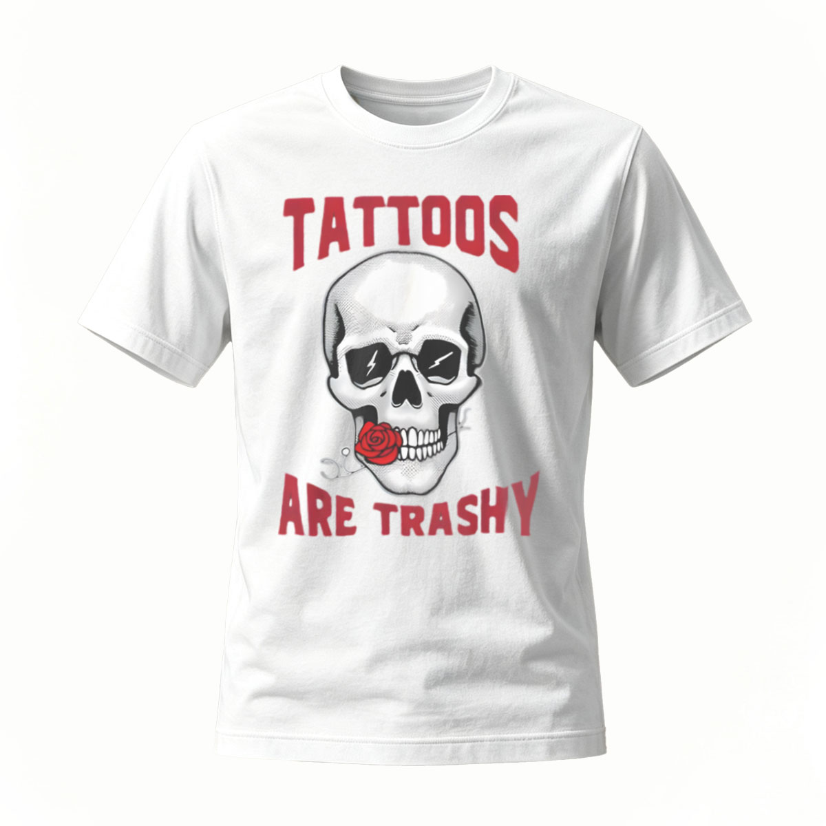 Tattoos Are Trashy Skull Rose Graphic T-Shirt Men's - Image 2