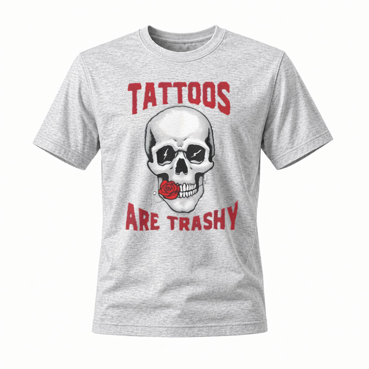 Tattoos Are Trashy Skull Rose Graphic T-Shirt Men's - Image 3