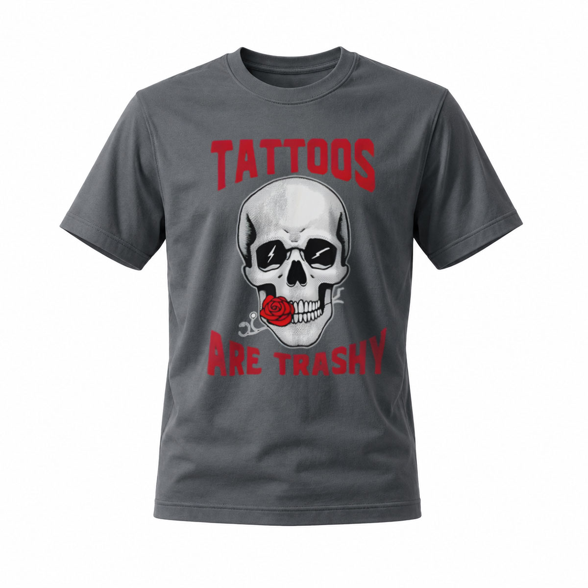 Tattoos Are Trashy Skull Rose Graphic T-Shirt Men's - Image 6